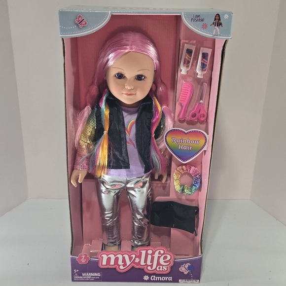 My Life Doll Amora With 7 Pieces Set Rainbow Hair - Picture 1 of 6